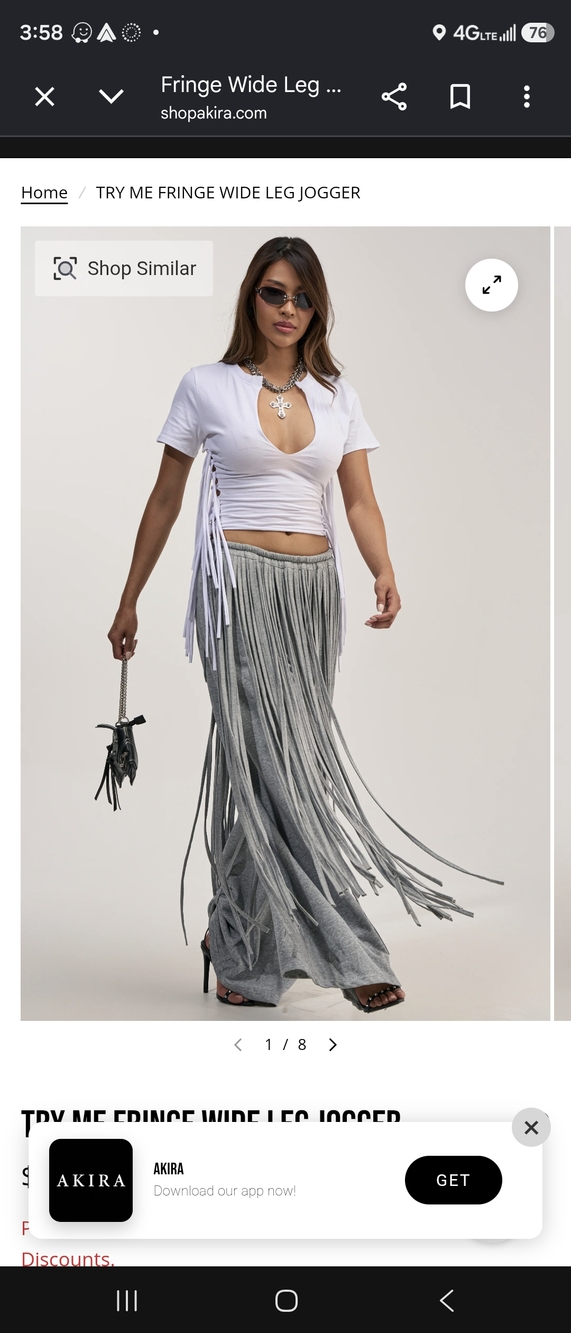 AKIRA TRY ME FRINGE WIDE LEG JOGGER Size XLXL